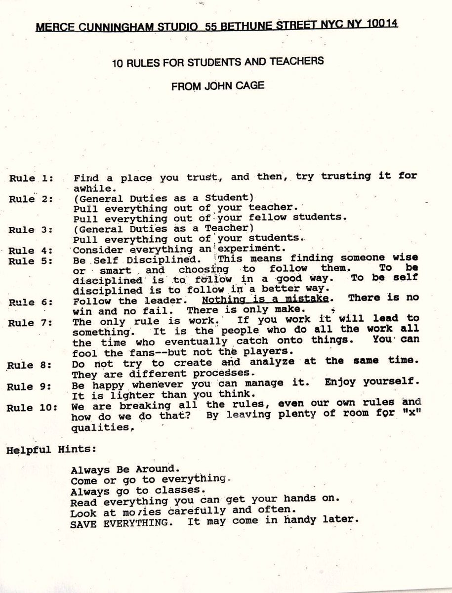 John Cage's rules for students and teachers